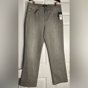 NWT- LRL Lauren Jeans (Ralph Lauren) Women’s Straight Leg Jeans - Grey - size 14